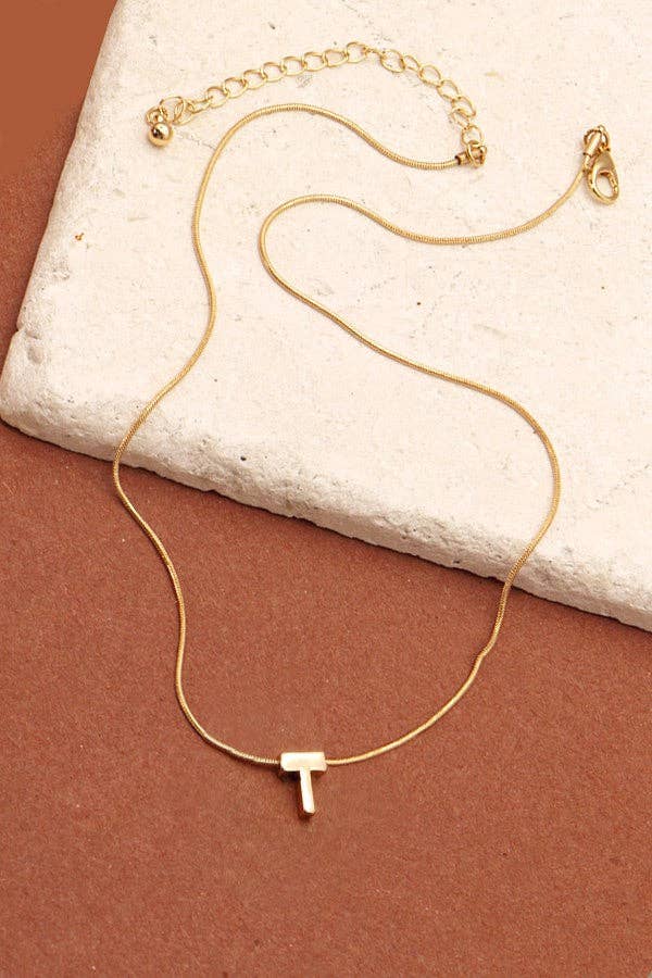 Snake Chain Initial Necklace E