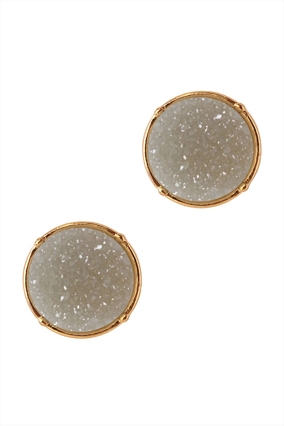 Glittered Druzy Round Post Earrings