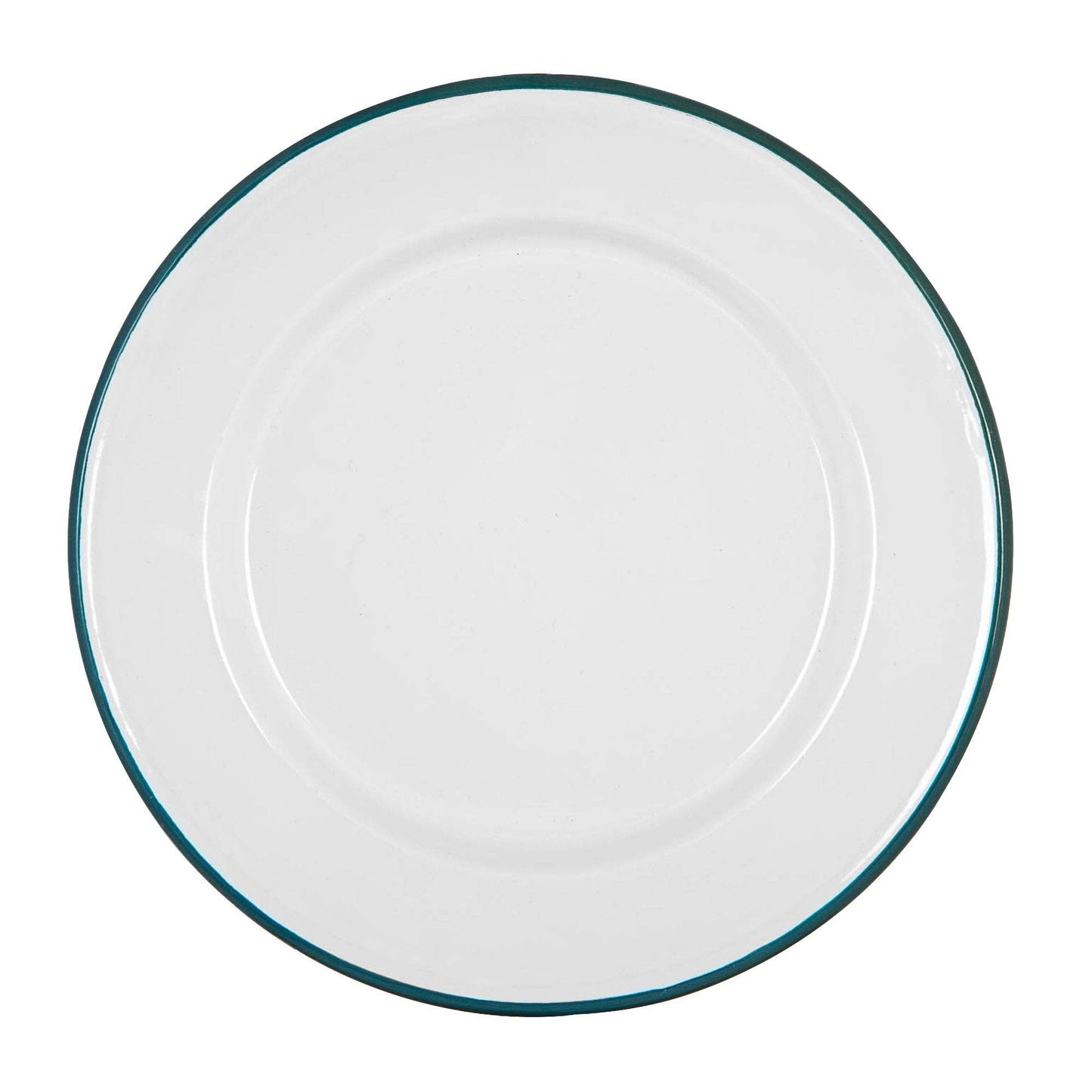 Argon Tableware White Enamel Dinner Plate - Green