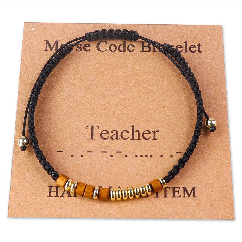 Handmade Wooden Beaded Morse Code Bracelets
