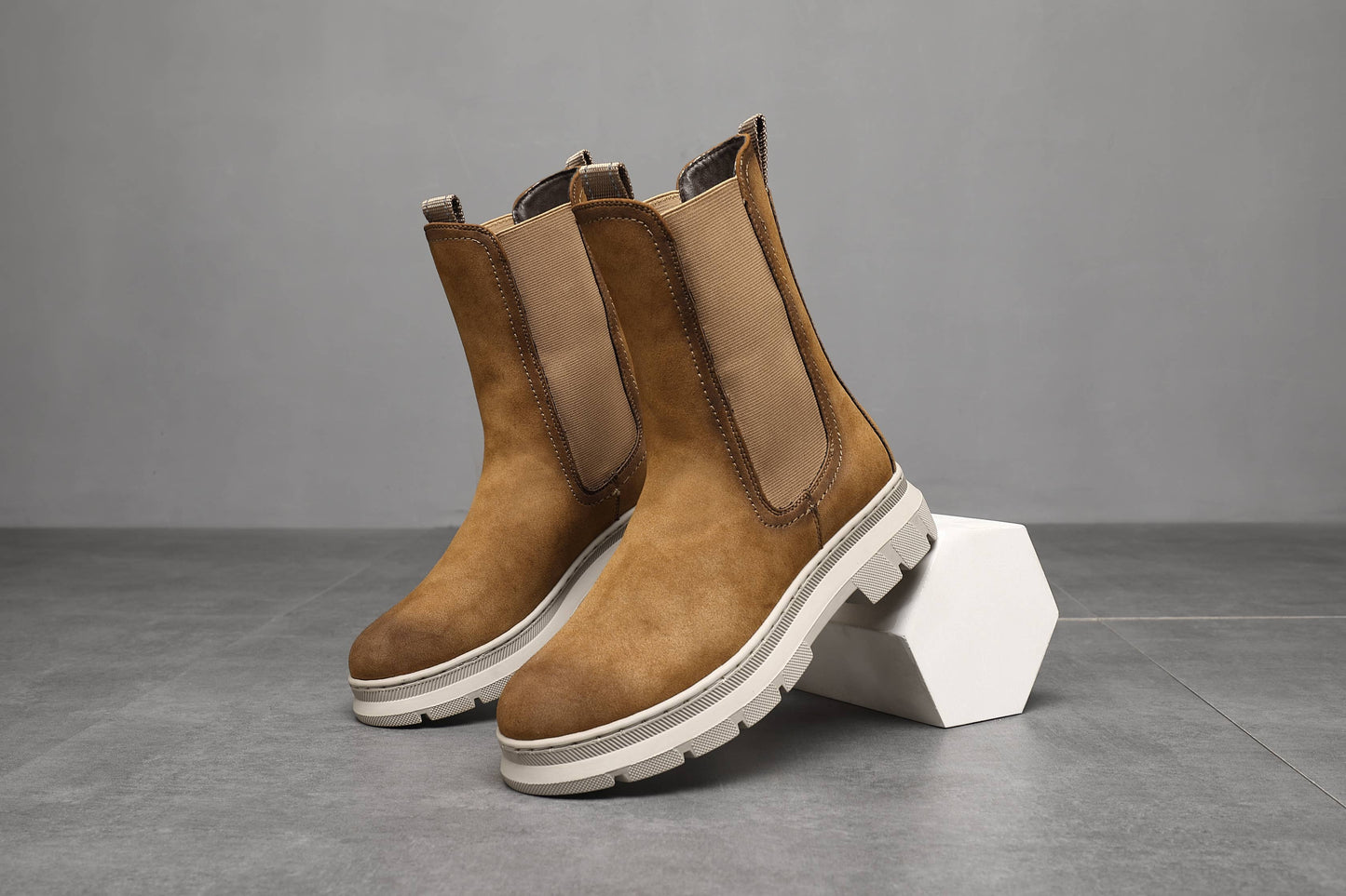 Faux Suede Leather- mid calf boots