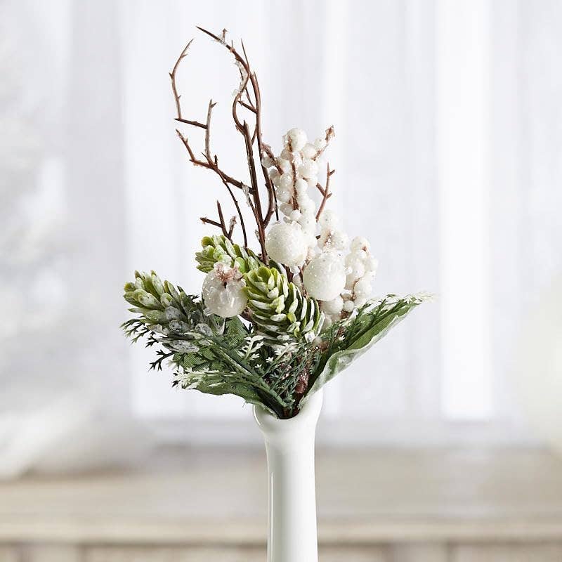 11" Faux Frosted Winter Berry & Greenery Picks