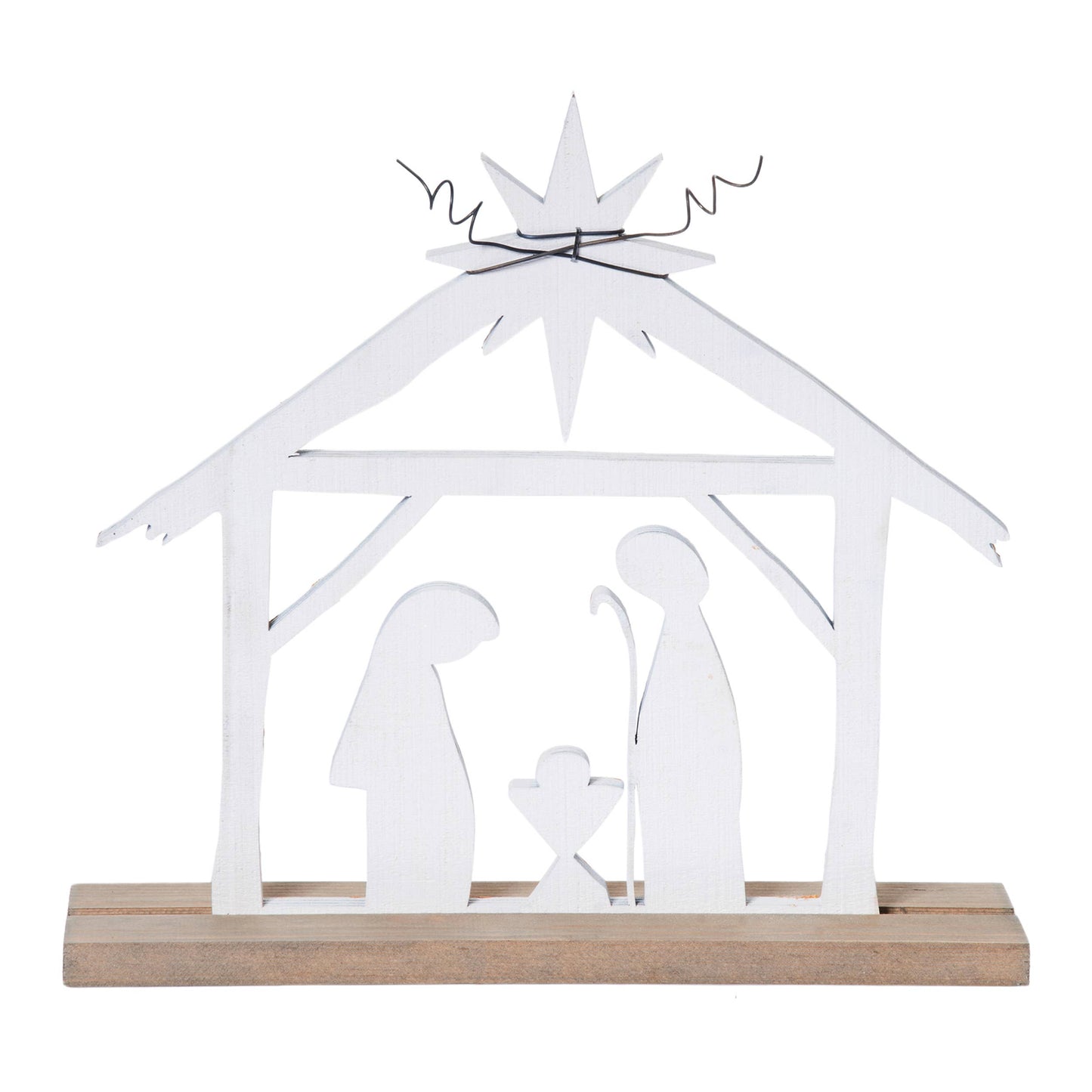 Wood 12" Multicolor Christmas Holy Family Table