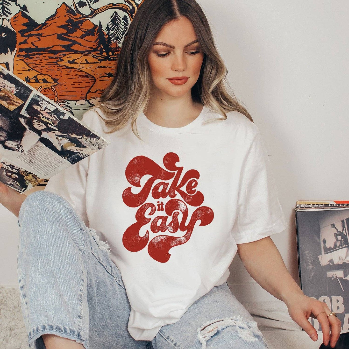 Take It Easy (Maroon)- Screen Print Transfer