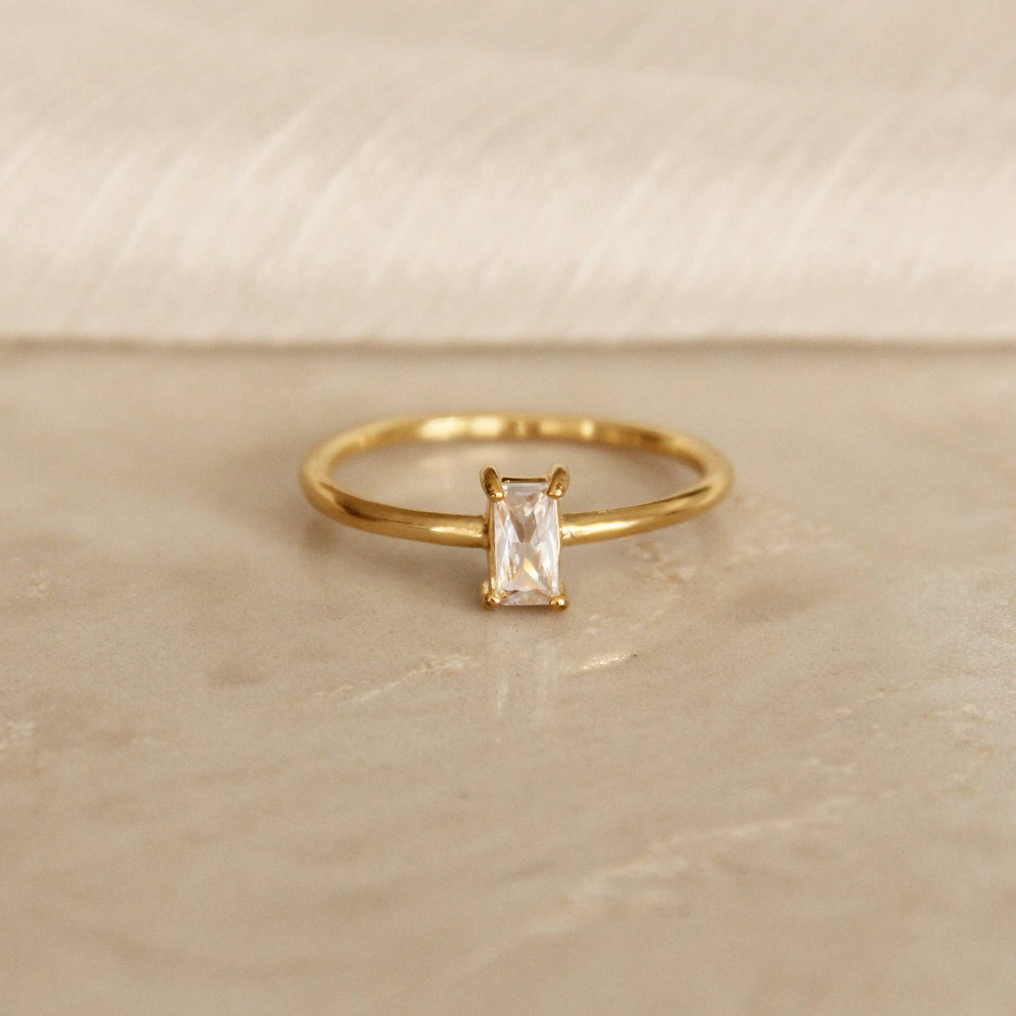 CZ Baguette Ring Green