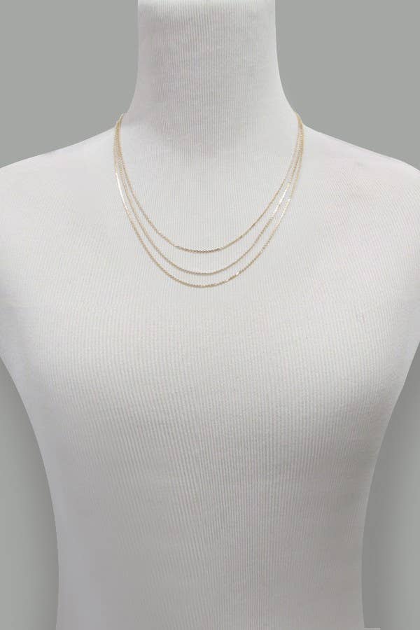 Triple Layer Thin Flat Chain Necklace | 47N19403