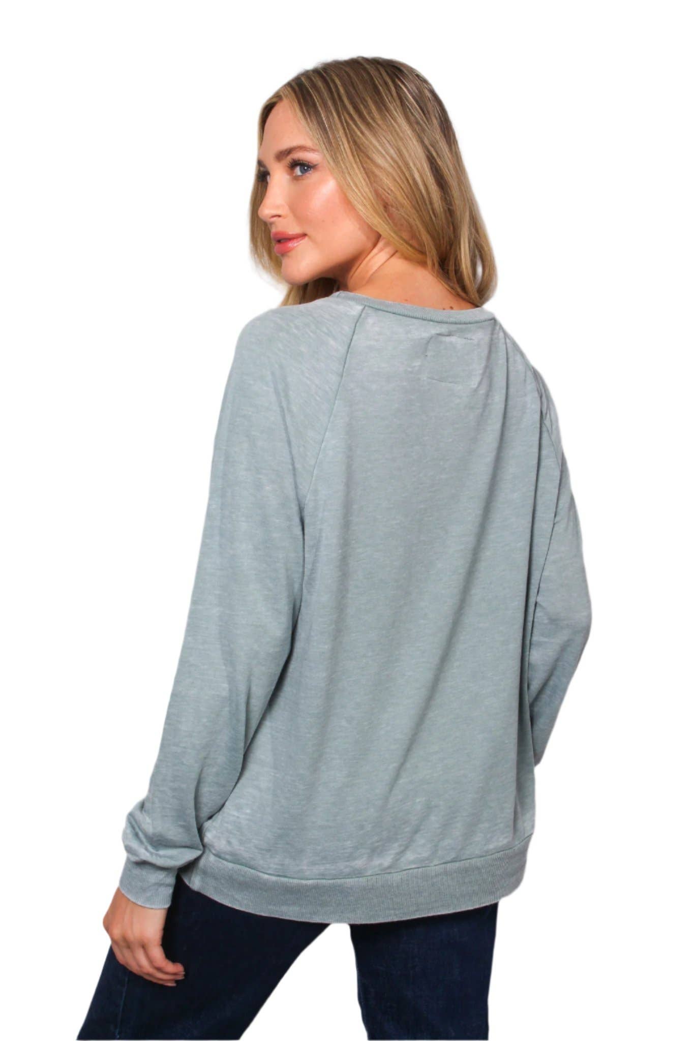 Women's Long Sleeve Rib Cuff & Hem Sweatshirt