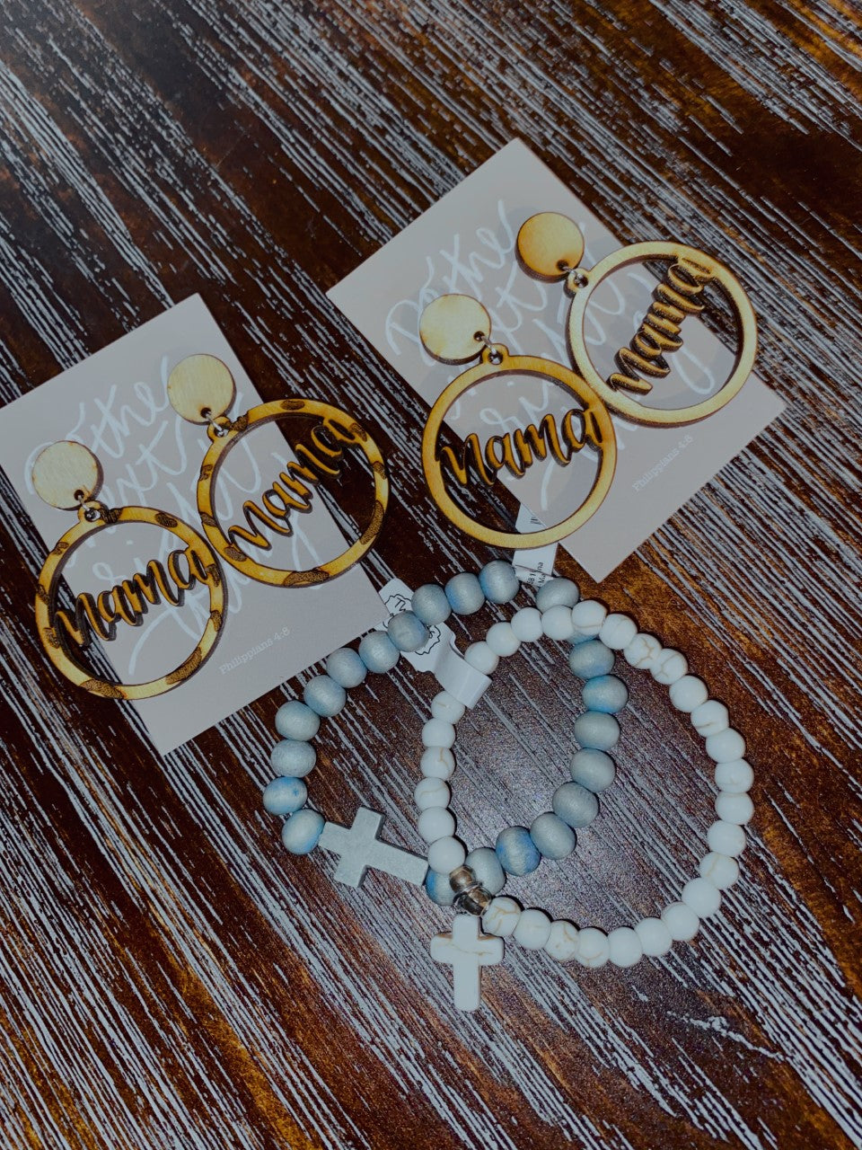 Hoop Mama Wooden Earrings