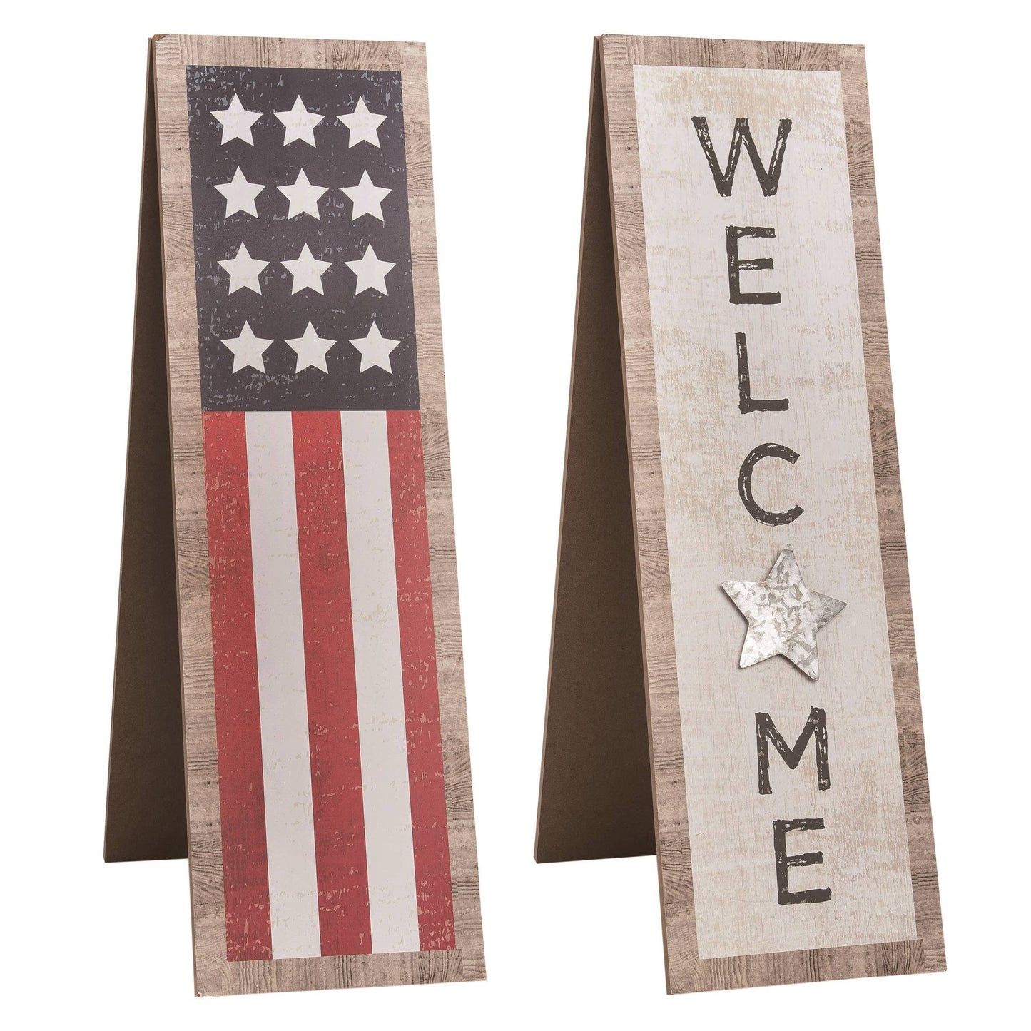 Wood 31.5" Reversible Welcome or Flag Porch Decor