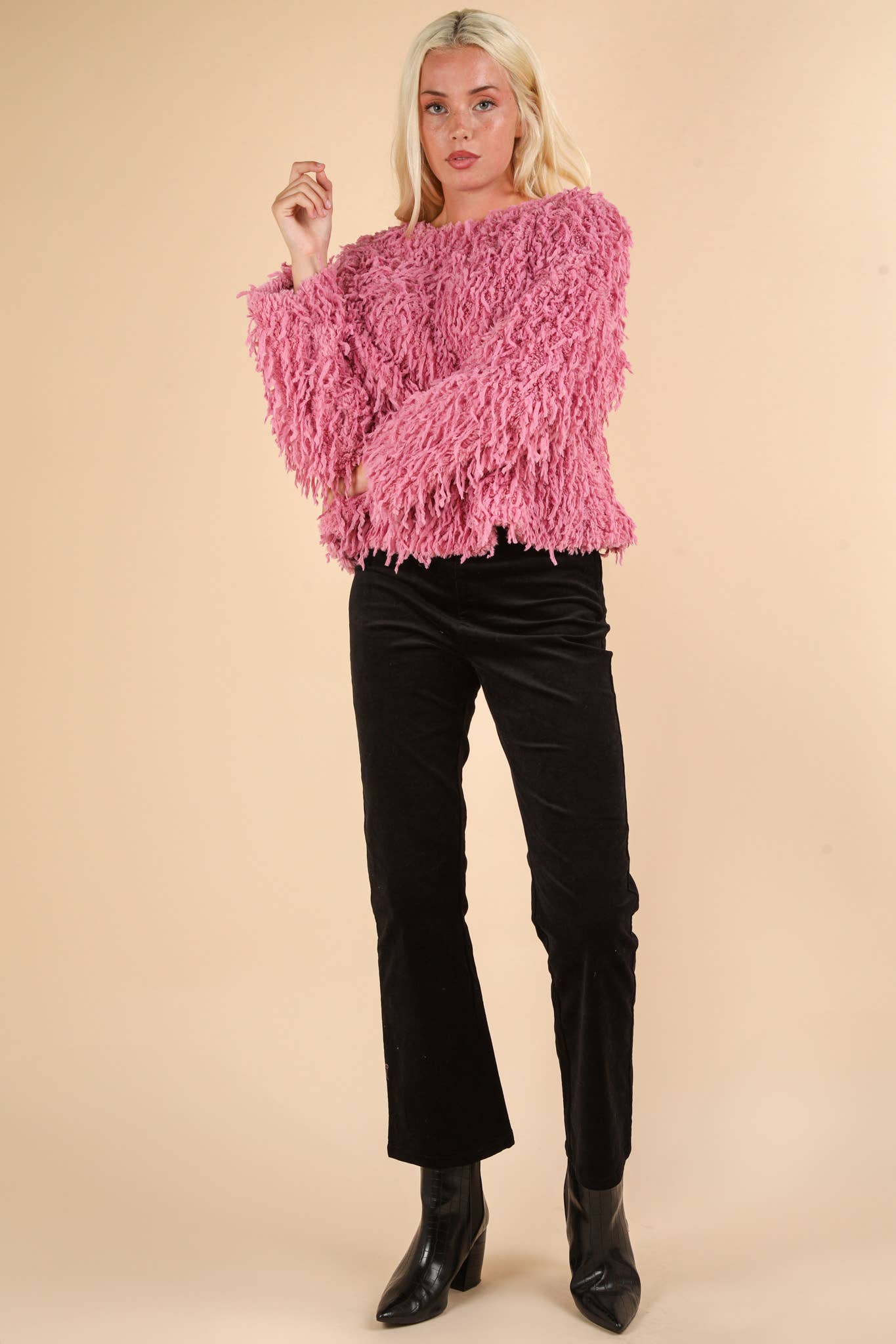 Velvet Boot Cut Pants with Back Pockets