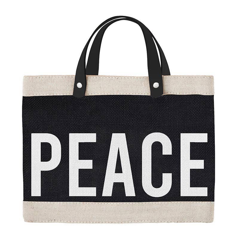 Santa Barbara Black Mini Market Tote - Peace