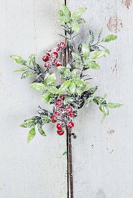 15in Snowy Laurel Red Berry