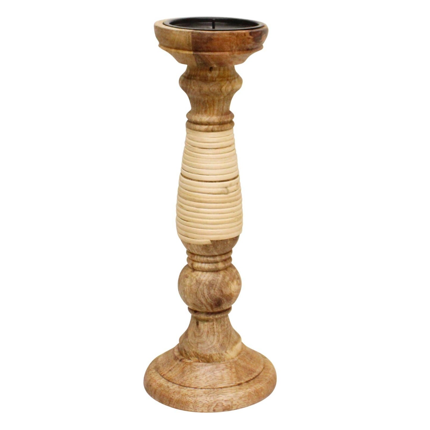 Natural Interiors Mango Wood Candlestick, 35cm.