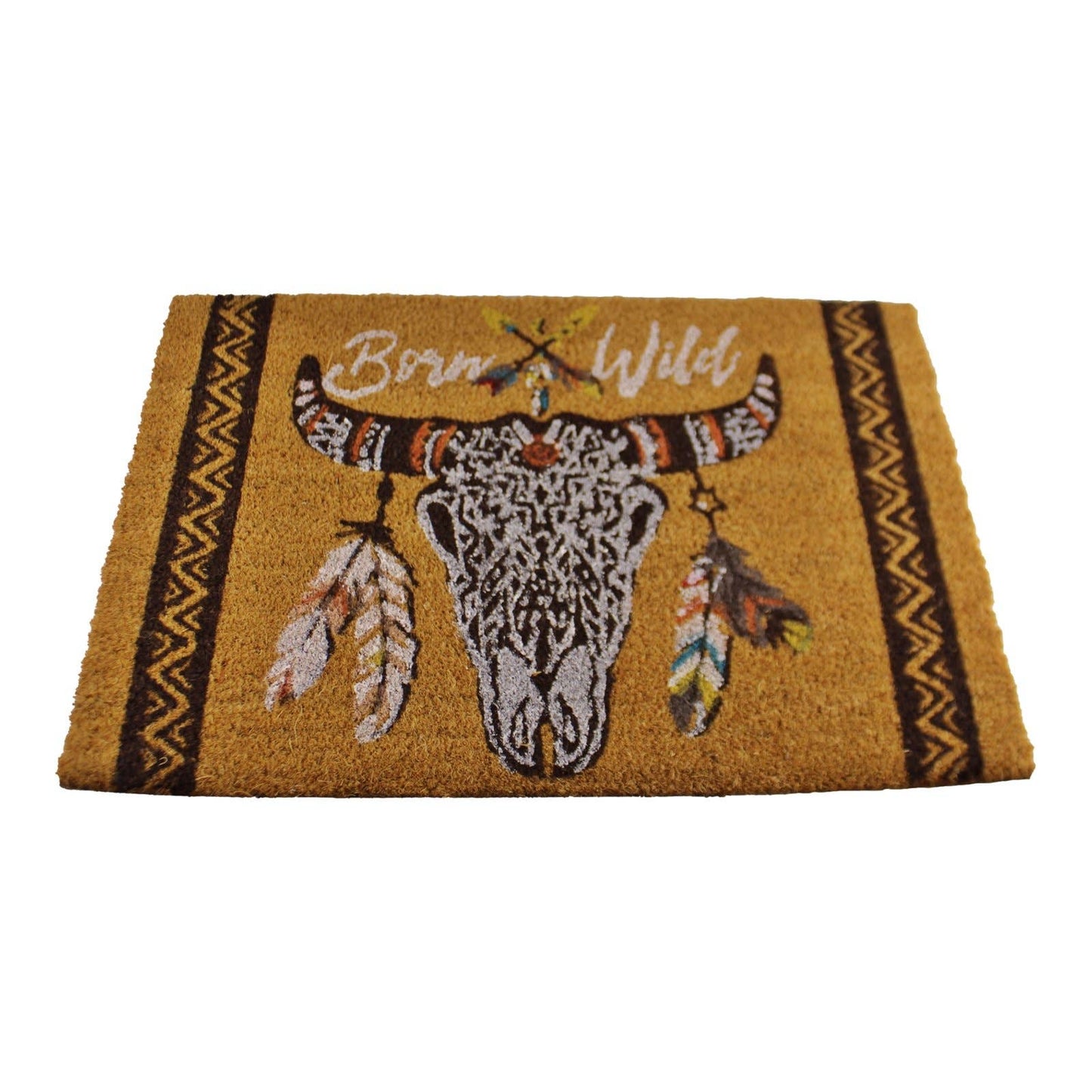 Wild Spirit Bulls Head Door Mat, Born Wild, 60x40cm