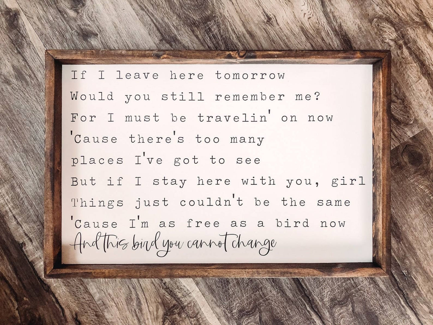 Freebird Lyrics Lynyrd Skynyrd Wooden Framed Sign