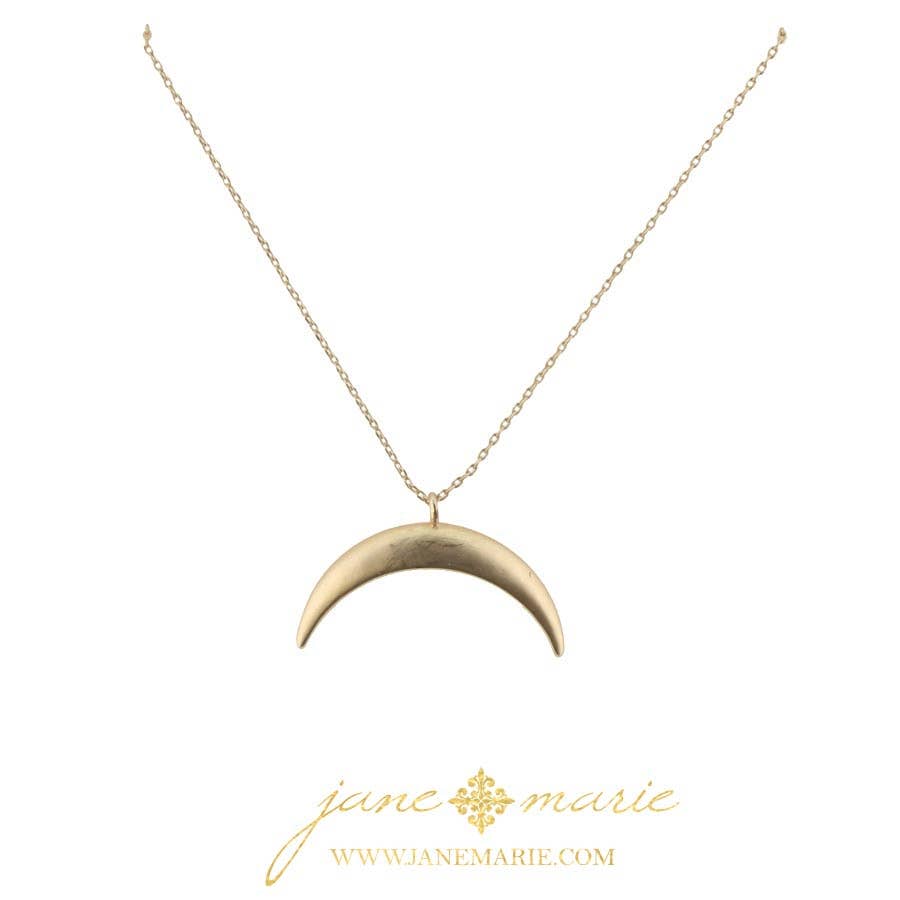 16" Gold Horn, Gold Chain Necklace, 3" Ext.