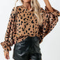 Leopard Long Sleeve Loose Blouse
