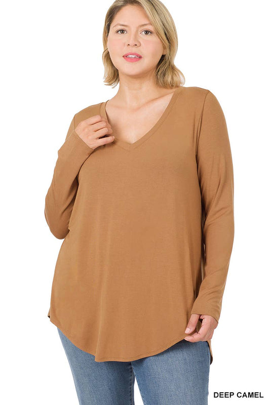 PLUS SIZE LUXE LONG SLEEVE HI-LOW HEM