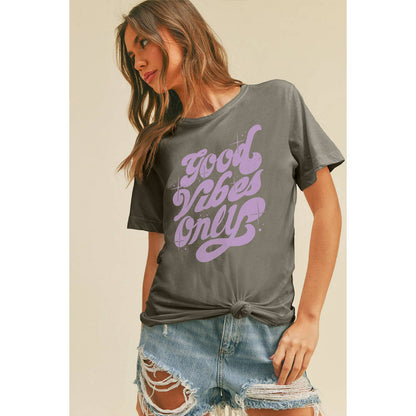 Good Vibes Only Graphic Tee: M, FRENCH NAVY