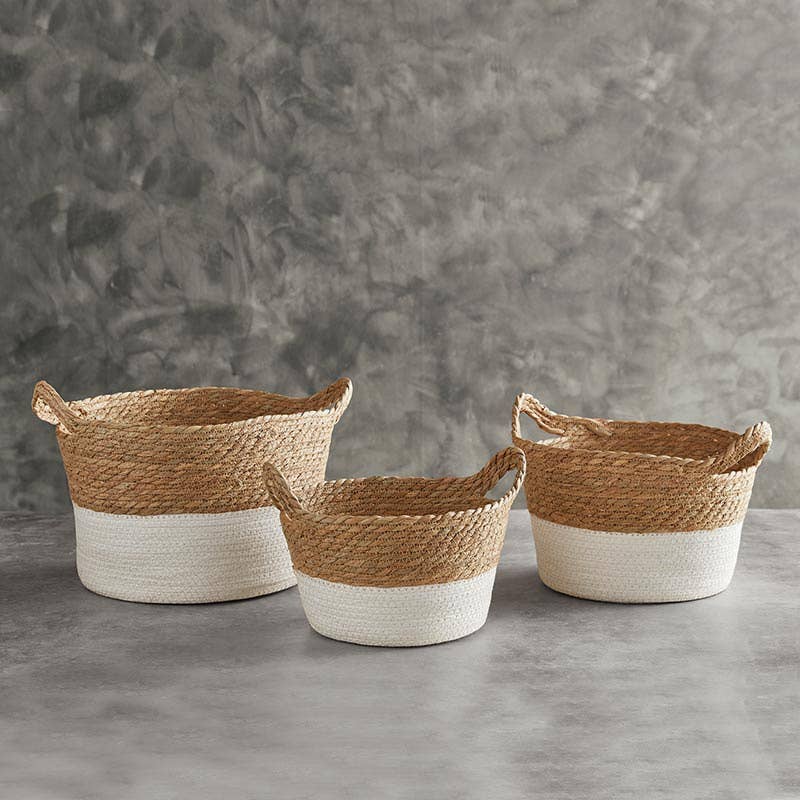 Short Cream Baskets - Set of 3