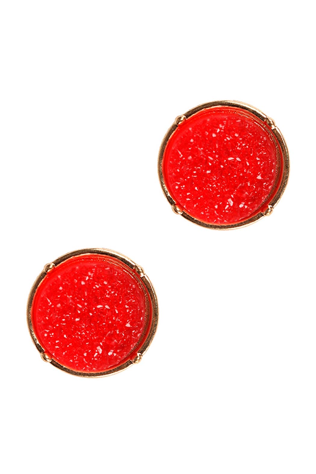 Glittered Druzy Round Post Earrings