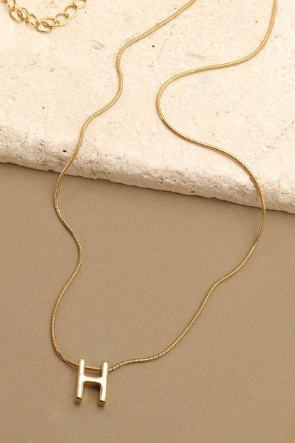 Snake Chain Initial Necklace |  D