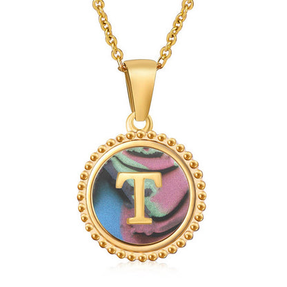 Round Colorful Shell Letter Necklace