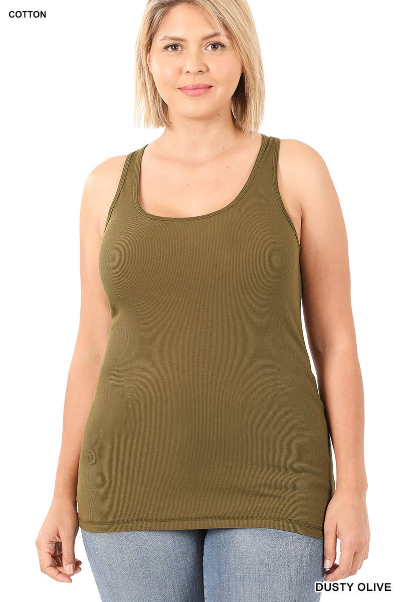 PLUS SIZE RACER BACK RIB TANK