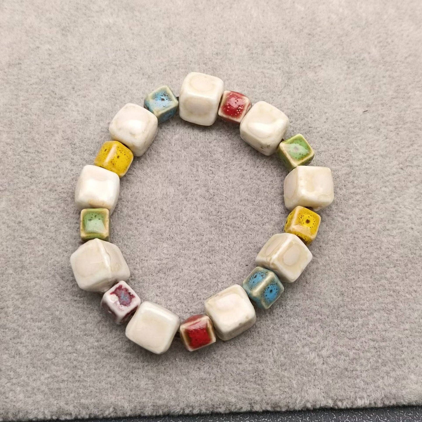 Multi-style Handmade Ceramic Beaded Elastic Rope Bracelet