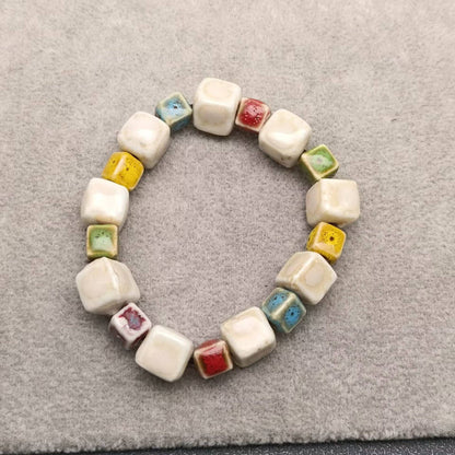 Multi-style Handmade Ceramic Beaded Elastic Rope Bracelet