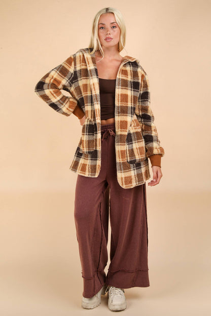 Oversized Faux Fur Tunic Hooded Printed Jacket