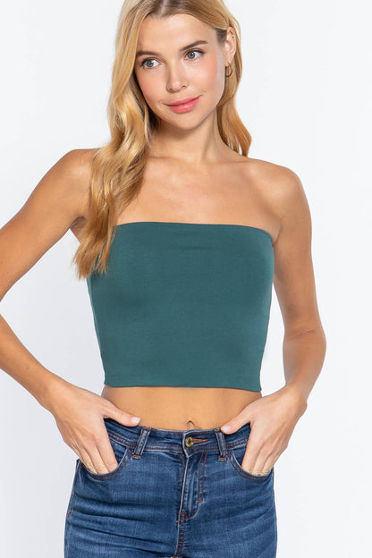 Fitted Crop Tube Cotton Spandex Top
