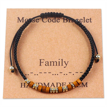 Handmade Wooden Beaded Morse Code Bracelets