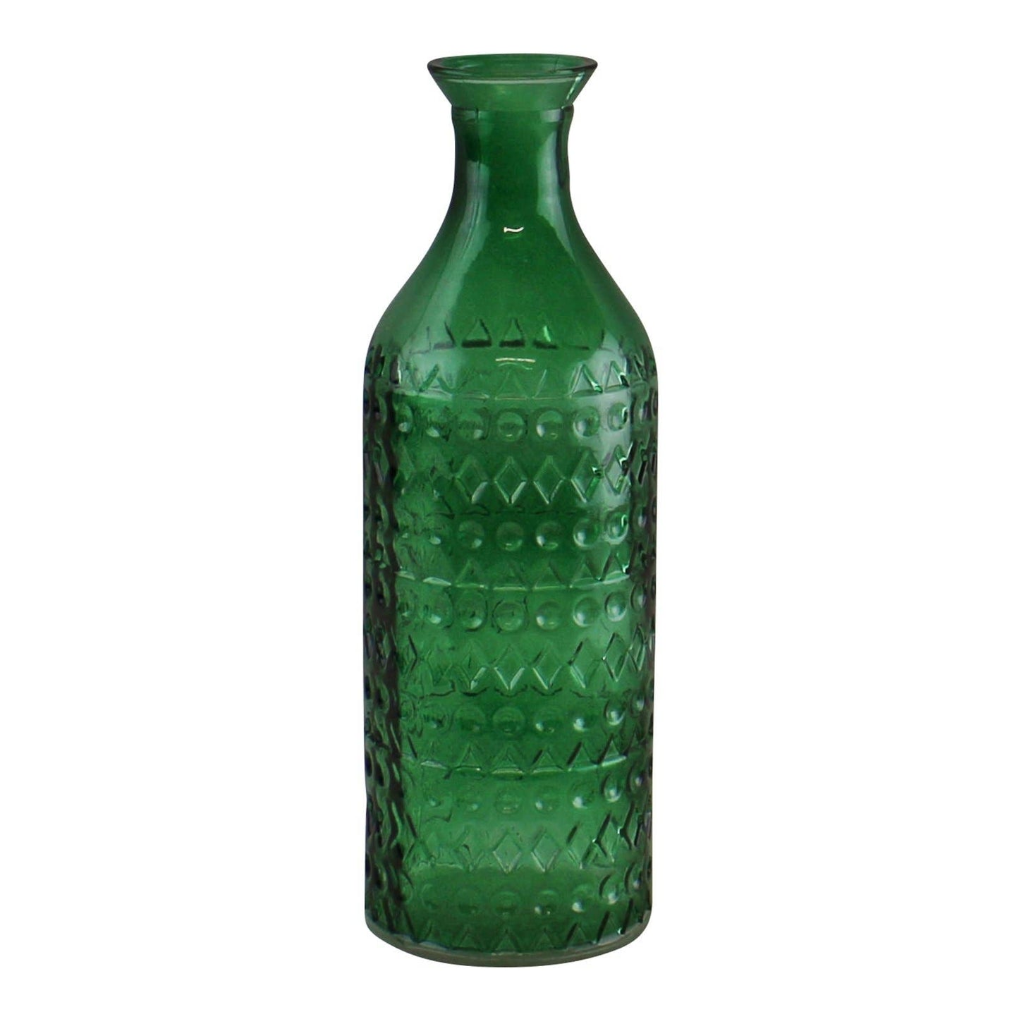 Small Glass Bottle Vase, Dark Green