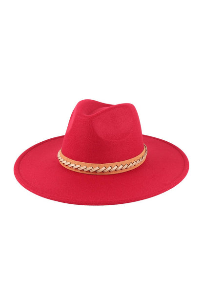 Felt Brim Hat With Leather Braided