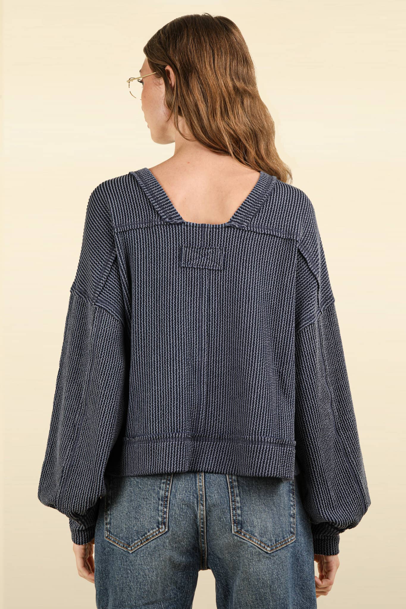 Two Tone Otto Ribbed Oversized Soft Top