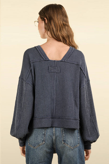 Two Tone Otto Ribbed Oversized Soft Top