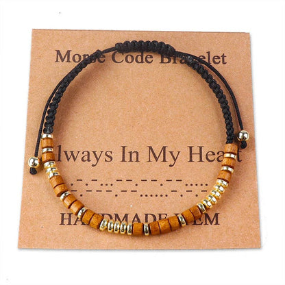 Handmade Wooden Beaded Morse Code Bracelets