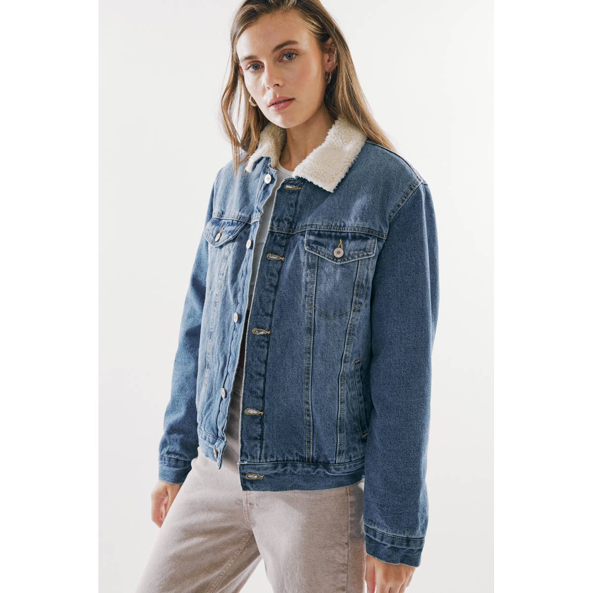 Kancan Trucker Sherpa Jean Jacket