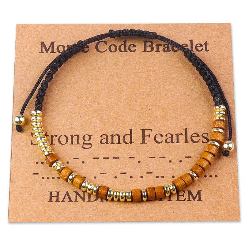 Handmade Wooden Beaded Morse Code Bracelets