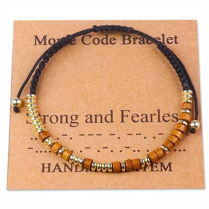 Handmade Wooden Beaded Morse Code Bracelets