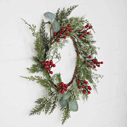 31950-18in(9)Wreath-Mix cedar w. berries, silver dollars