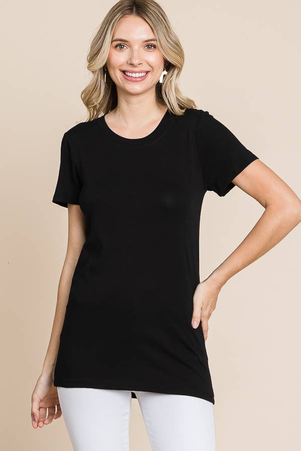 Crew Neck Short Sleeve Fitted Top: M, NEW OLIVE
