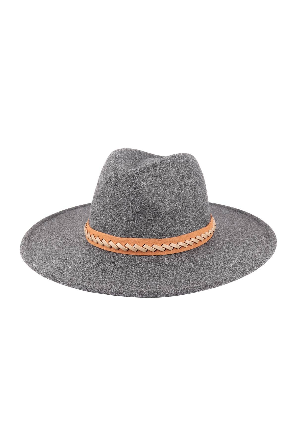Felt Brim Hat With Leather Braided