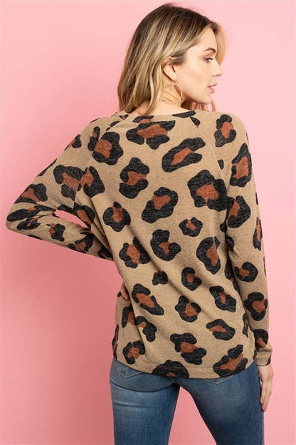 Leopard Print Long Sleeved Top