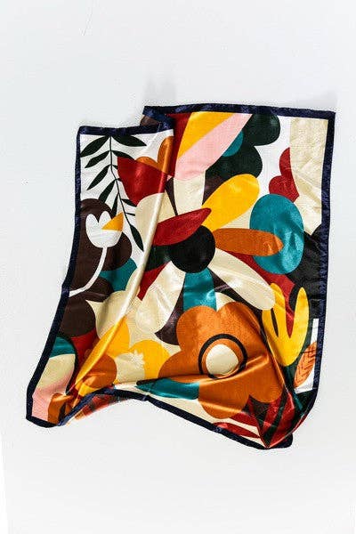 LEAF PRINT SILKY FEEL BANDANA SCARF