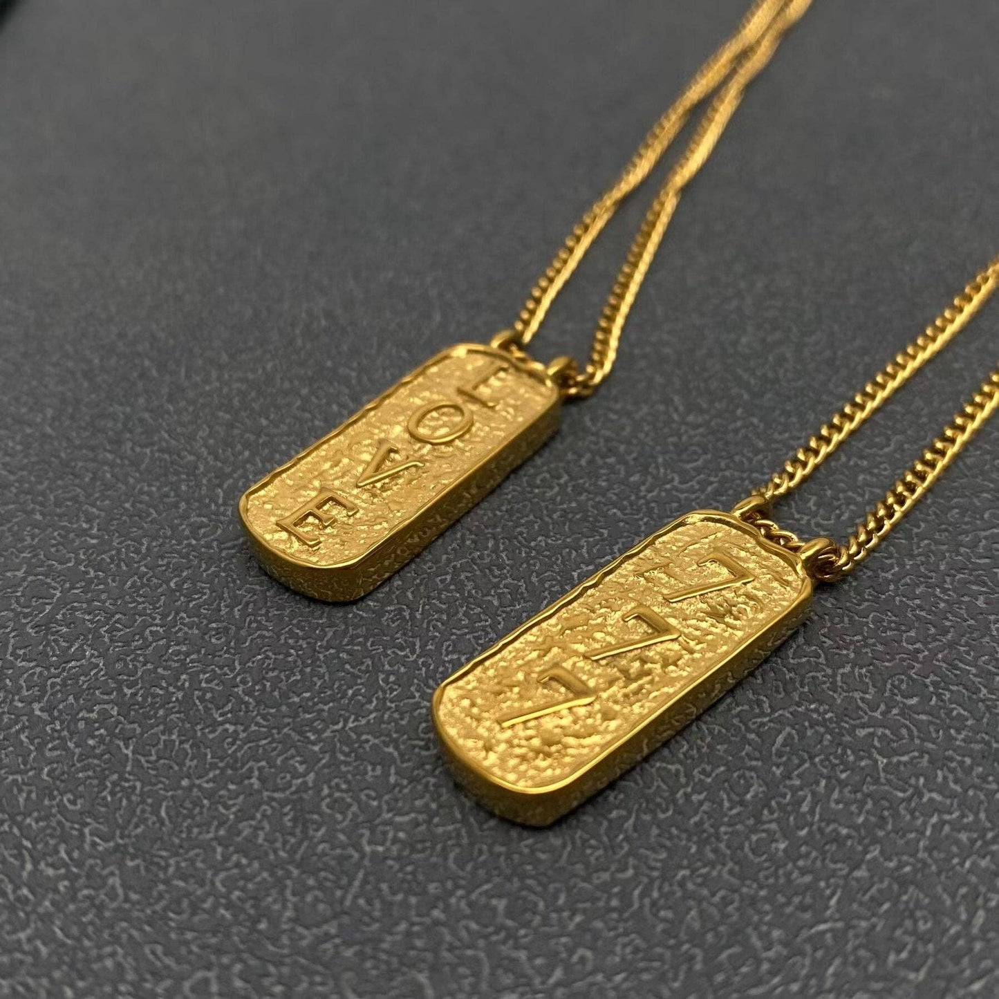 Lucky Numbers Tarot Charm 18K Gold Plated SS Necklace