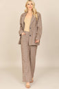 Plaid Button Detail Jacket & Pants Set