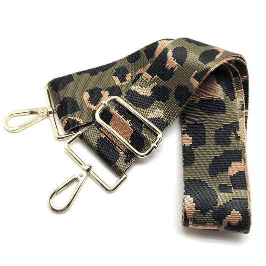 Olive Green Cheetah "Guitar" Bag Strap