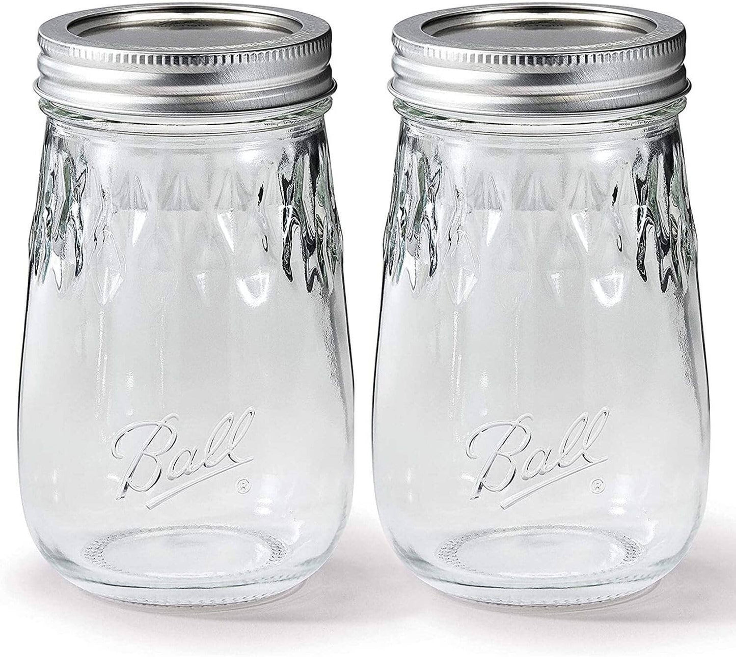 Flute Shaped Mason Jars 16 oz with Airtight Lids and Bands